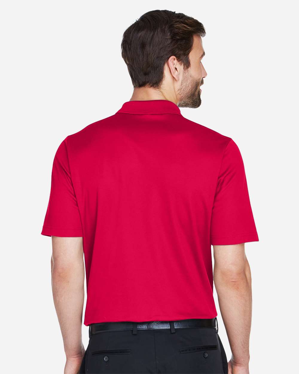 Men's CrownLux Performance® Plaited Polo - OnModelBack - B631B2702 - Red