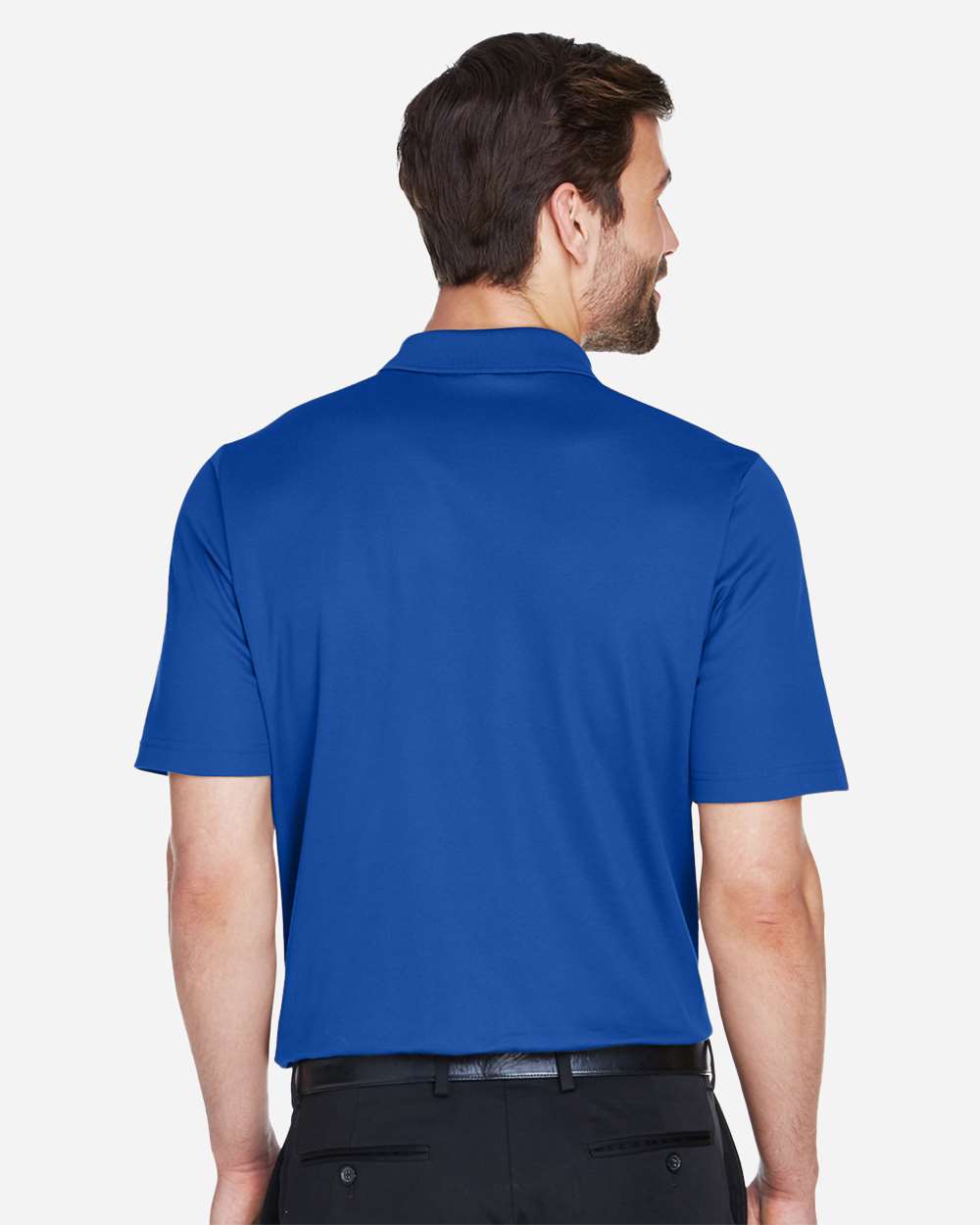 Men's CrownLux Performance® Plaited Polo - OnModelBack - B631B2752 - True Royal