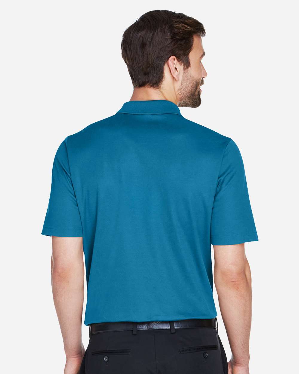 Men's CrownLux Performance® Plaited Polo - OnModelBack - B631B2782 - Dark Teal