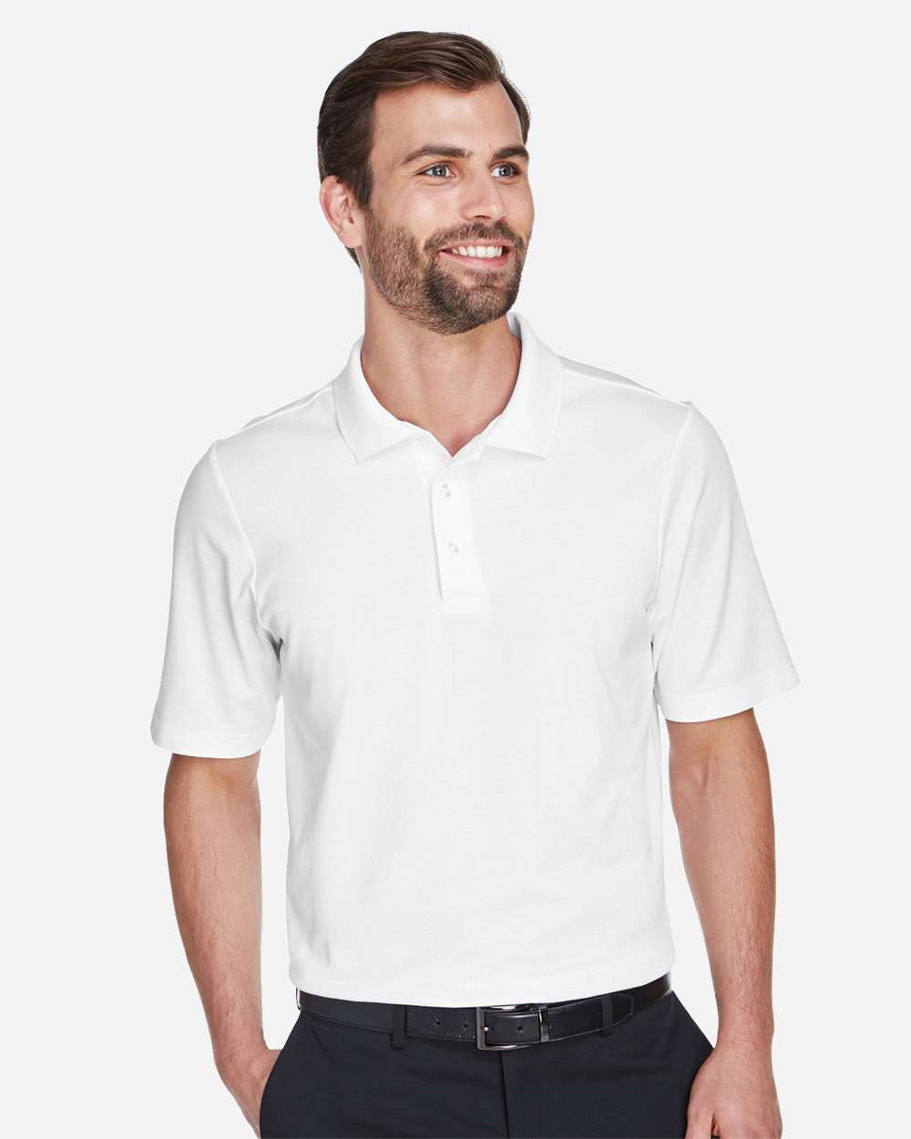 Men's CrownLux Performance® Plaited Polo - OnModelFront - B631B2002 - White