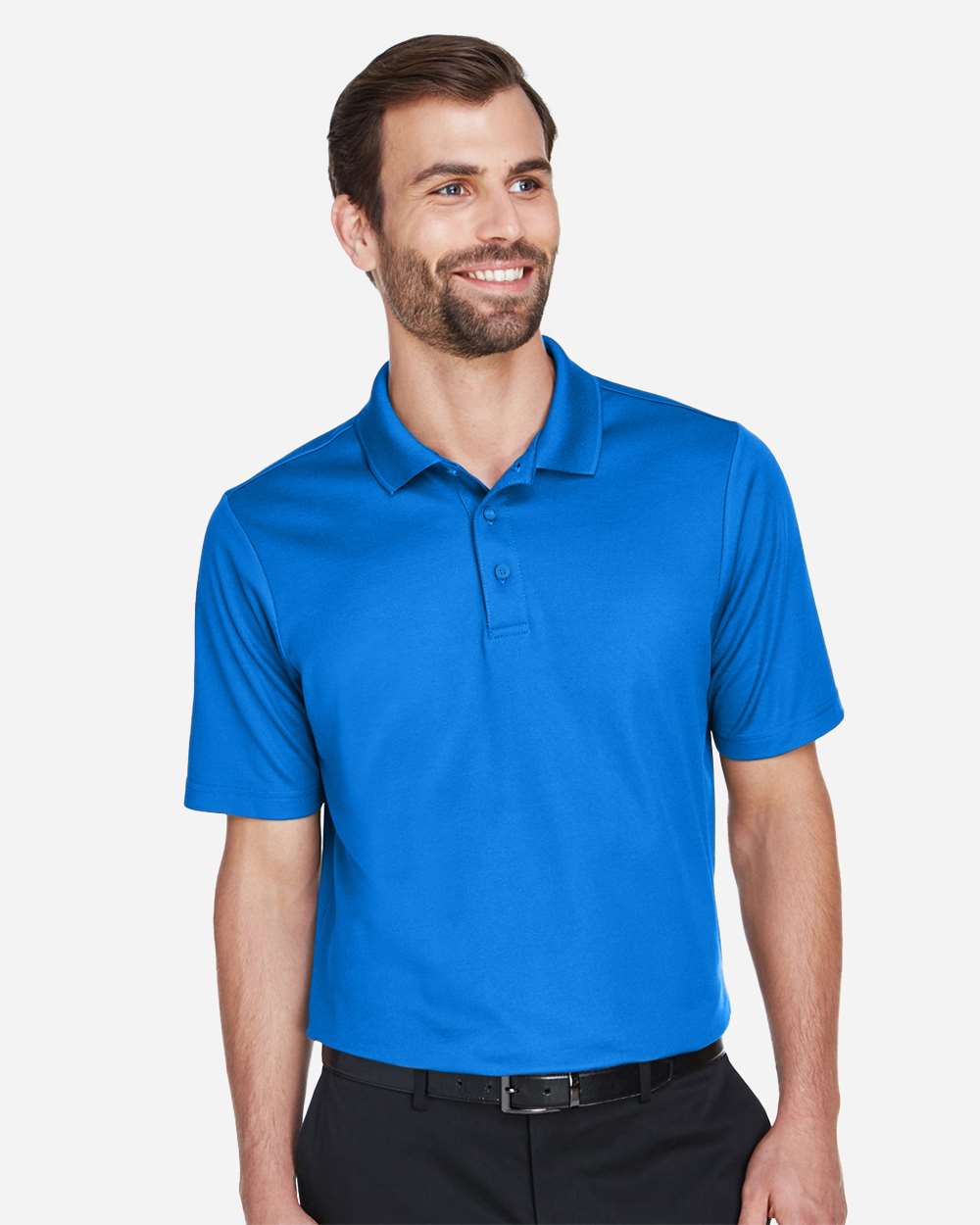 Men's CrownLux Performance® Plaited Polo - OnModelFront - B631B2252 - French Blue