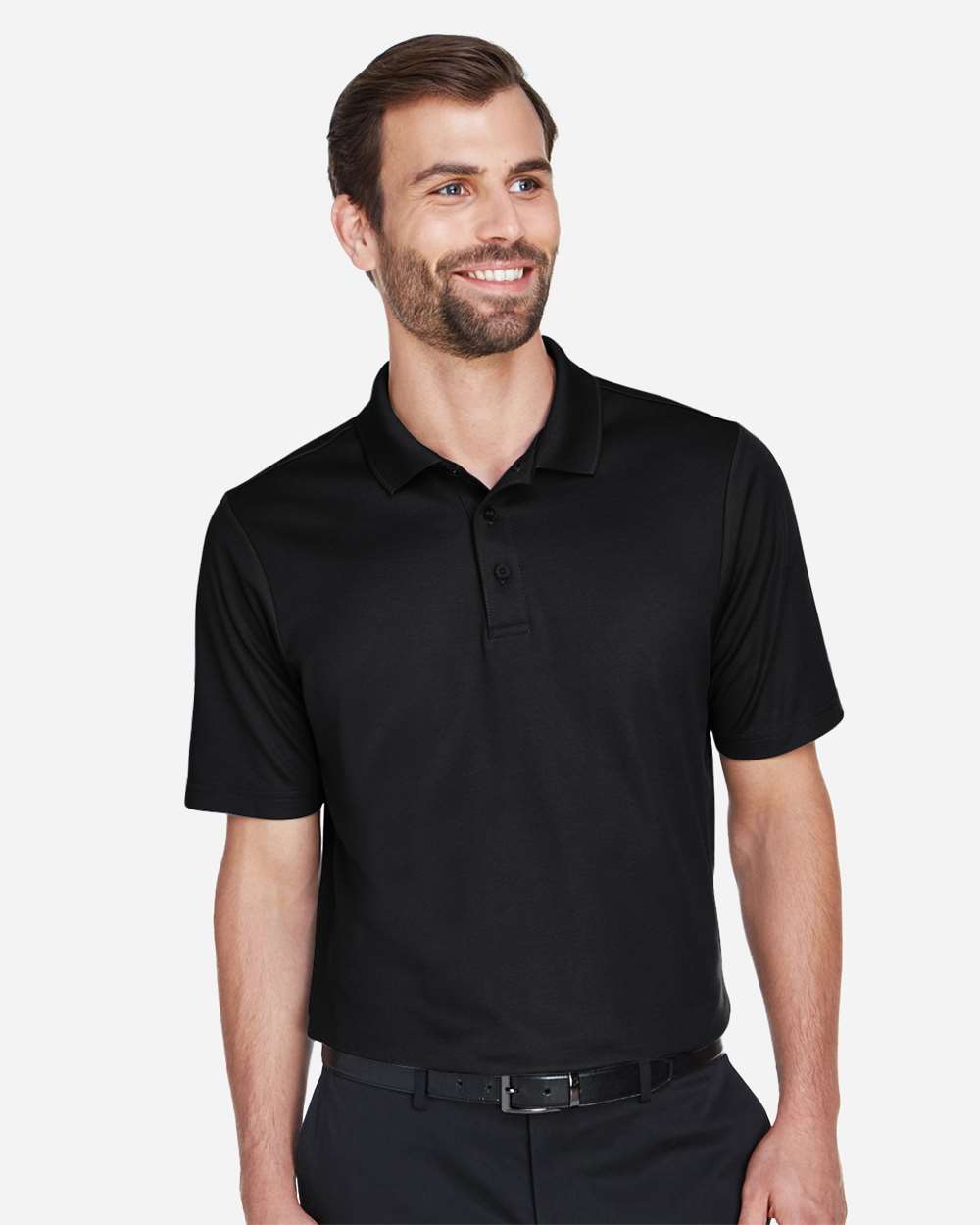 Men's CrownLux Performance® Plaited Polo - OnModelFront - B631B2502 - Black