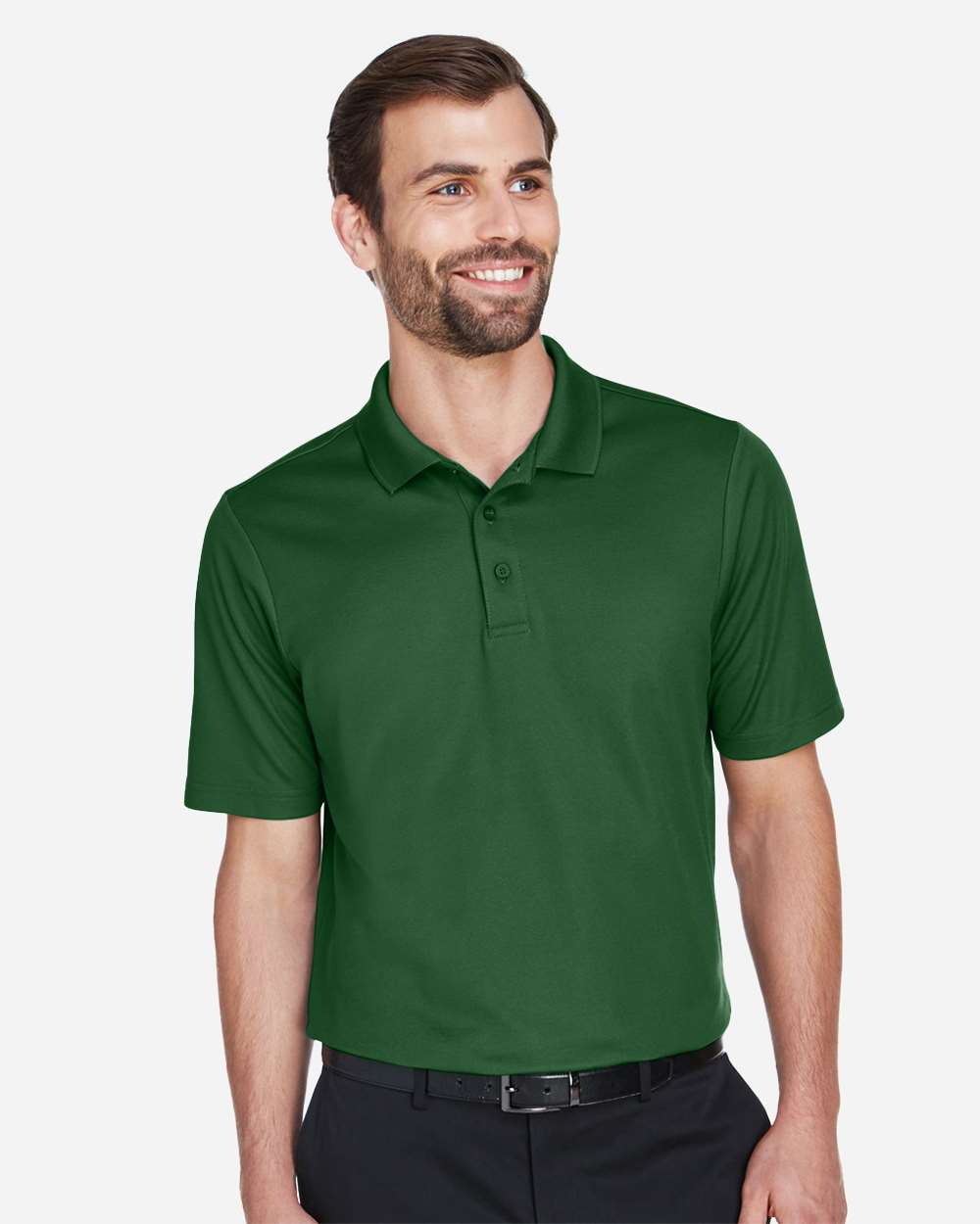 Men's CrownLux Performance® Plaited Polo - OnModelFront - B631B2542 - Forest
