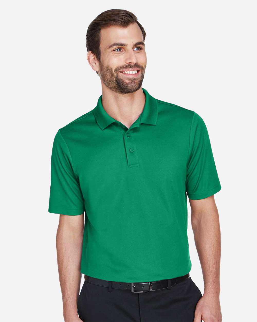 Men's CrownLux Performance® Plaited Polo - OnModelFront - B631B2602 - Kelly Green