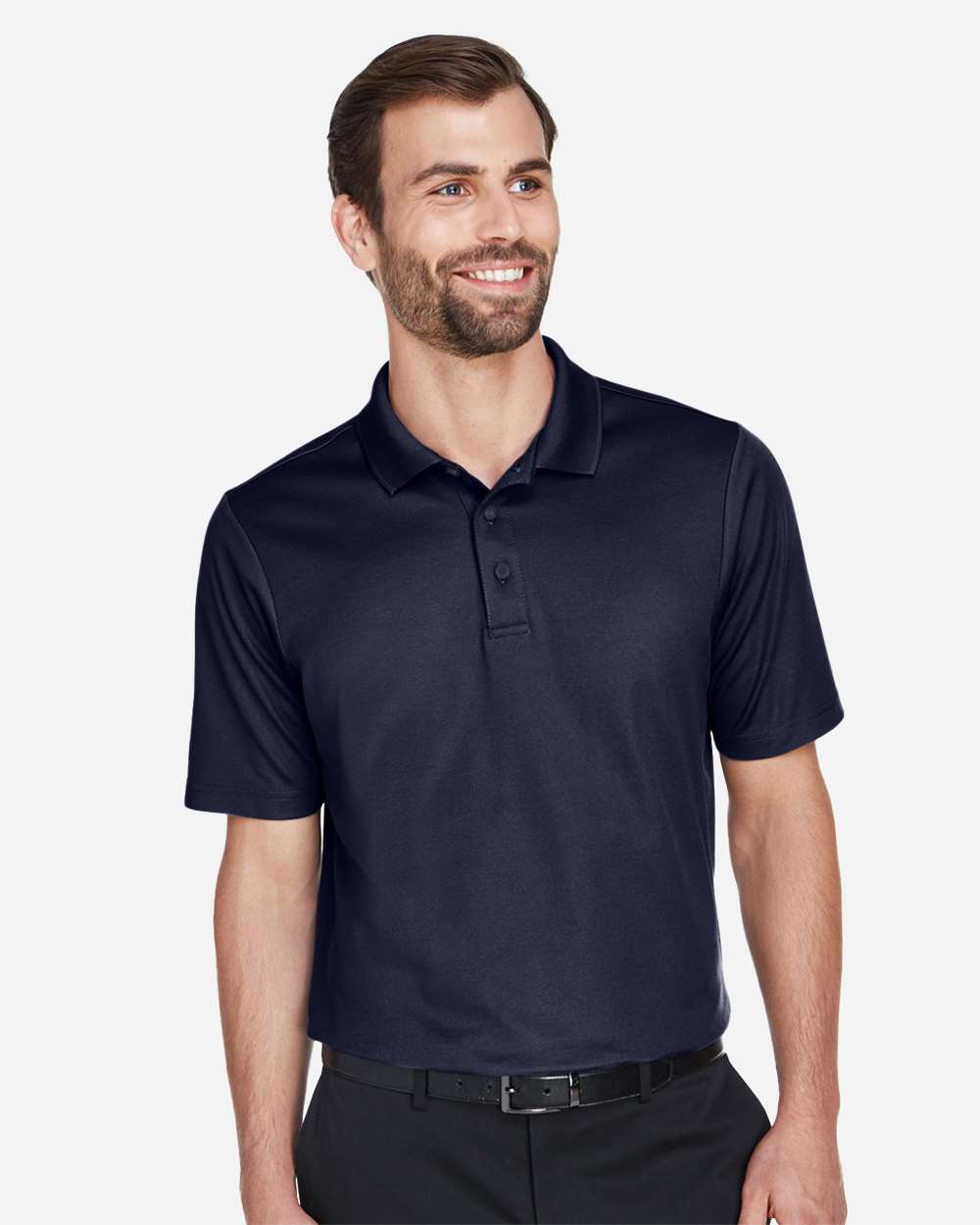 Men's CrownLux Performance® Plaited Polo - OnModelFront - B631B2652 - Navy