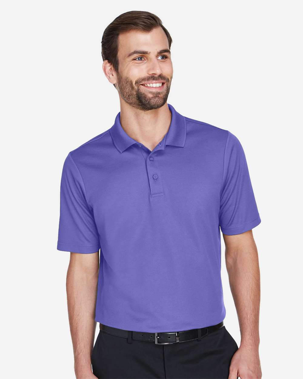 Men's CrownLux Performance® Plaited Polo - OnModelFront - B631B2672 - Grape
