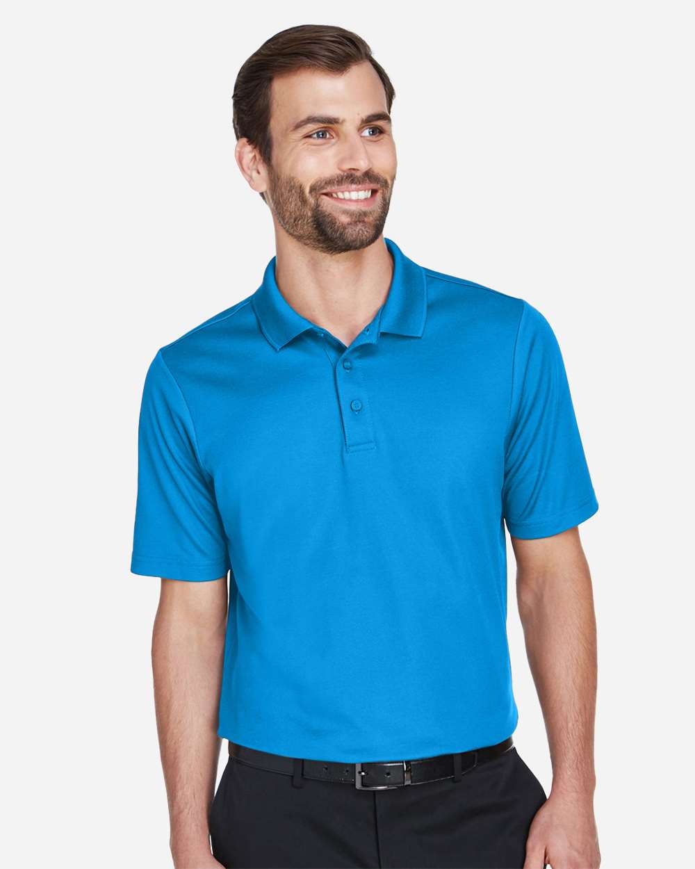 Men's CrownLux Performance® Plaited Polo - OnModelFront - B631B2682 - Ocean Blue