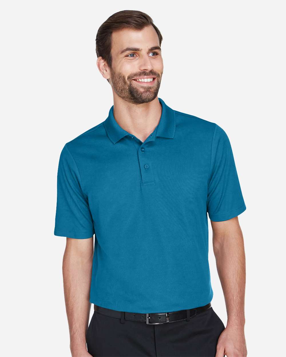 Men's CrownLux Performance® Plaited Polo - OnModelFront - B631B2782 - Dark Teal