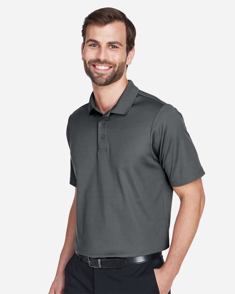 Men's CrownLux Performance® Plaited Polo - OnModelSide - B631B2132 - Graphite