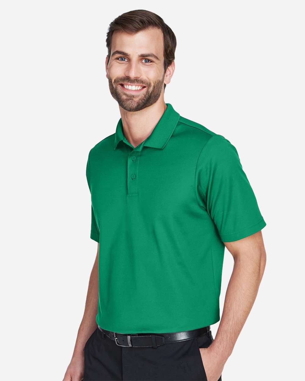 Men's CrownLux Performance® Plaited Polo - OnModelSide - B631B2602 - Kelly Green