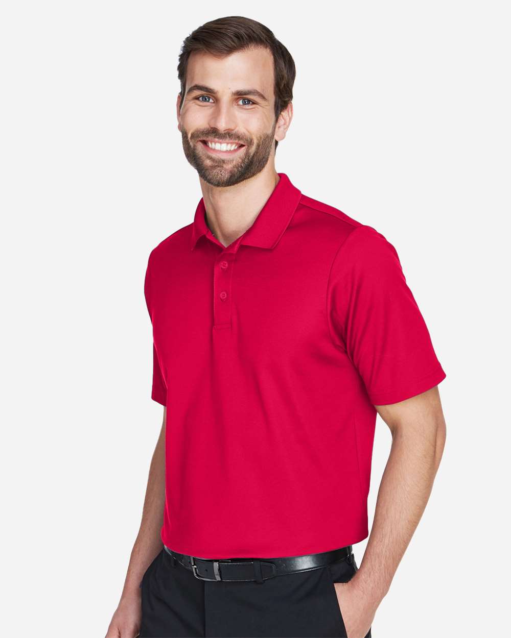 Men's CrownLux Performance® Plaited Polo - OnModelSide - B631B2702 - Red