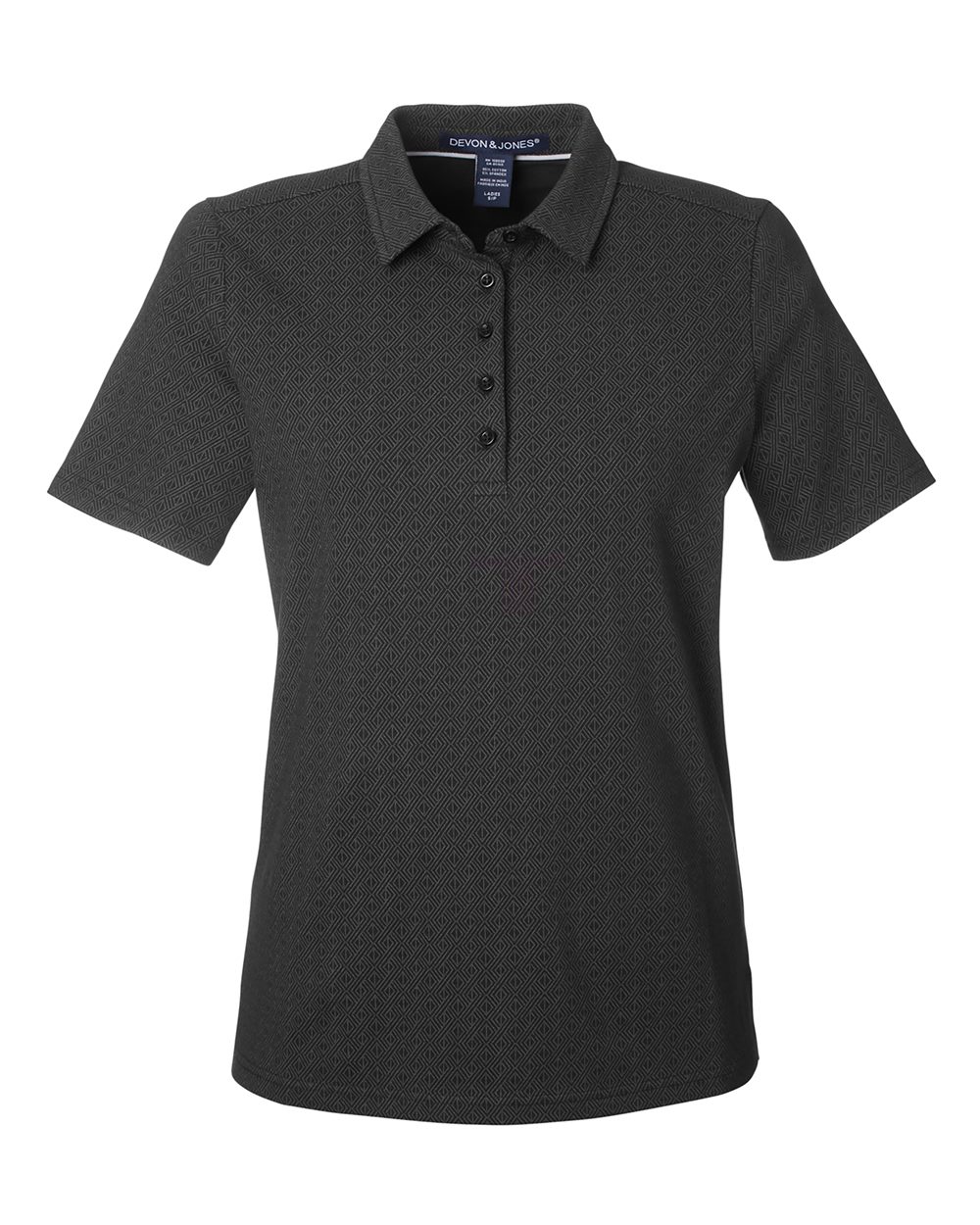 Women's Crownlux Performance® Geo Polo - Front - B621B2502 - Black/ Graphite
