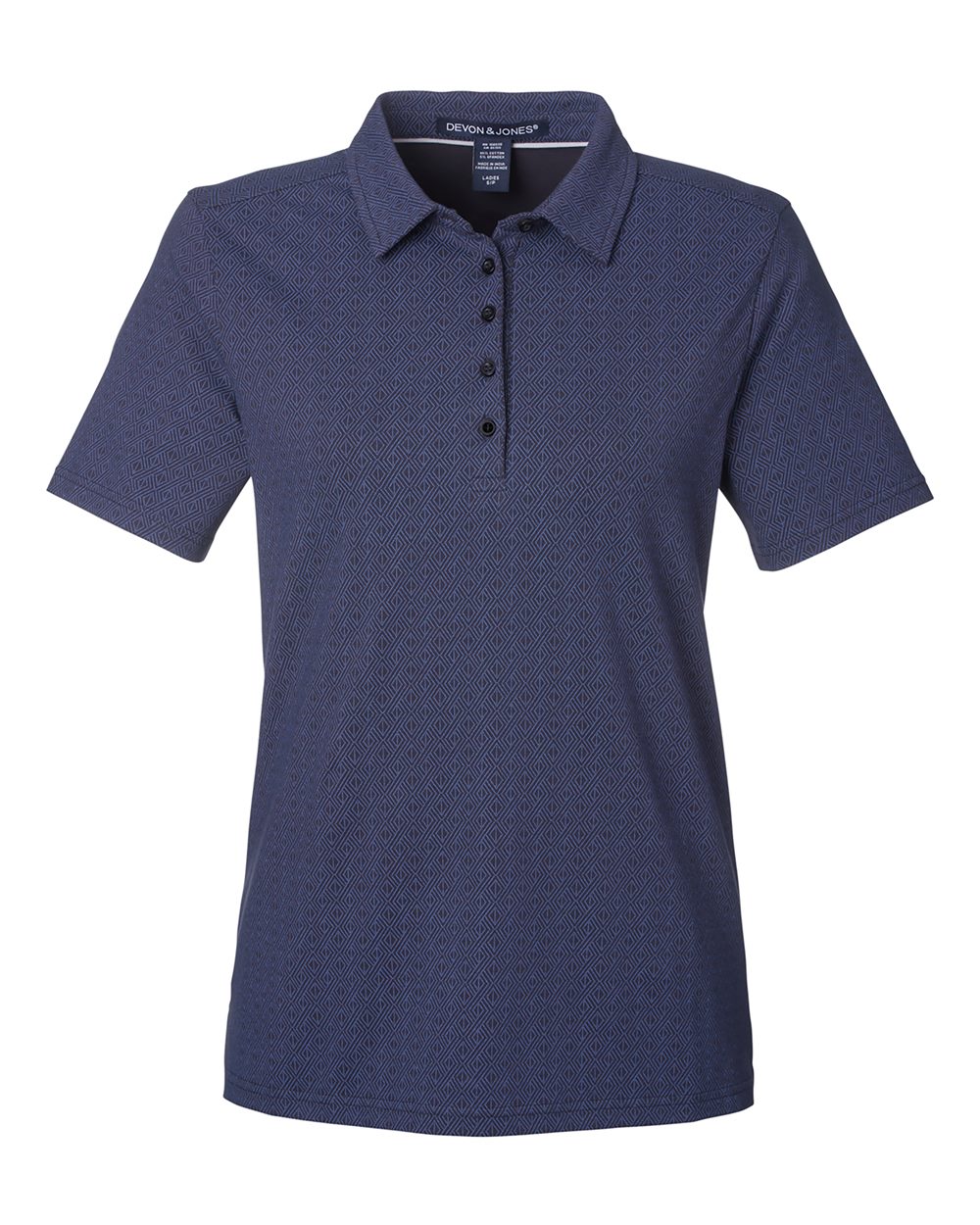 Women's Crownlux Performance® Geo Polo - Front - B621B2652 - Navy/ French Blue