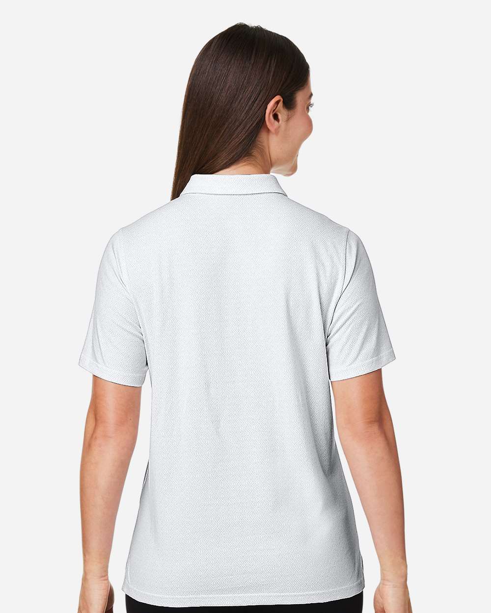 Women's Crownlux Performance® Geo Polo - OnModelBack - B621B2002 - White/ Silver