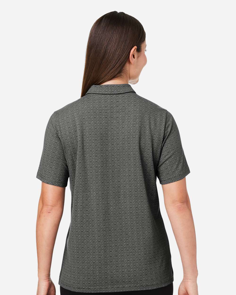 Women's Crownlux Performance® Geo Polo - OnModelBack - B621B2132 - Graphite/ Silver