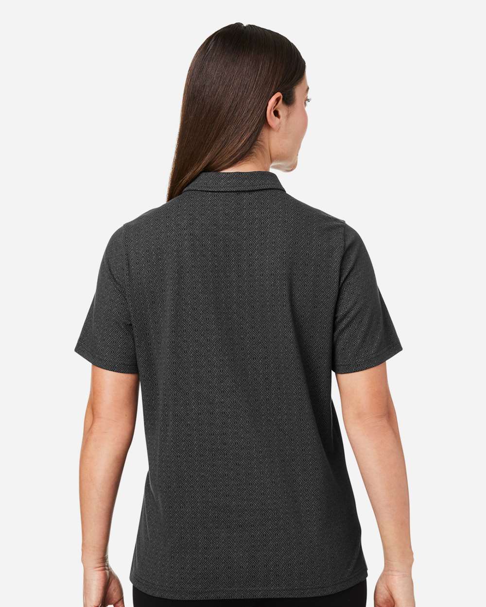 Women's Crownlux Performance® Geo Polo - OnModelBack - B621B2502 - Black/ Graphite