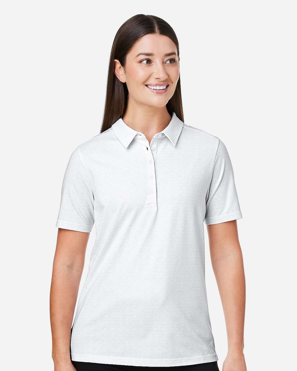 Women's Crownlux Performance® Geo Polo - OnModelFront - B621B2002 - White/ Silver