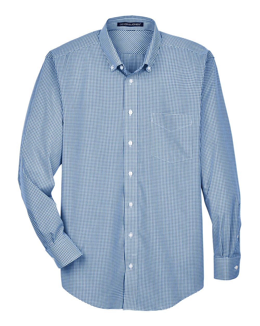 Men's Crown Collection® Gingham Check Woven Dress Shirt - Front - B604B2253 - French Blue