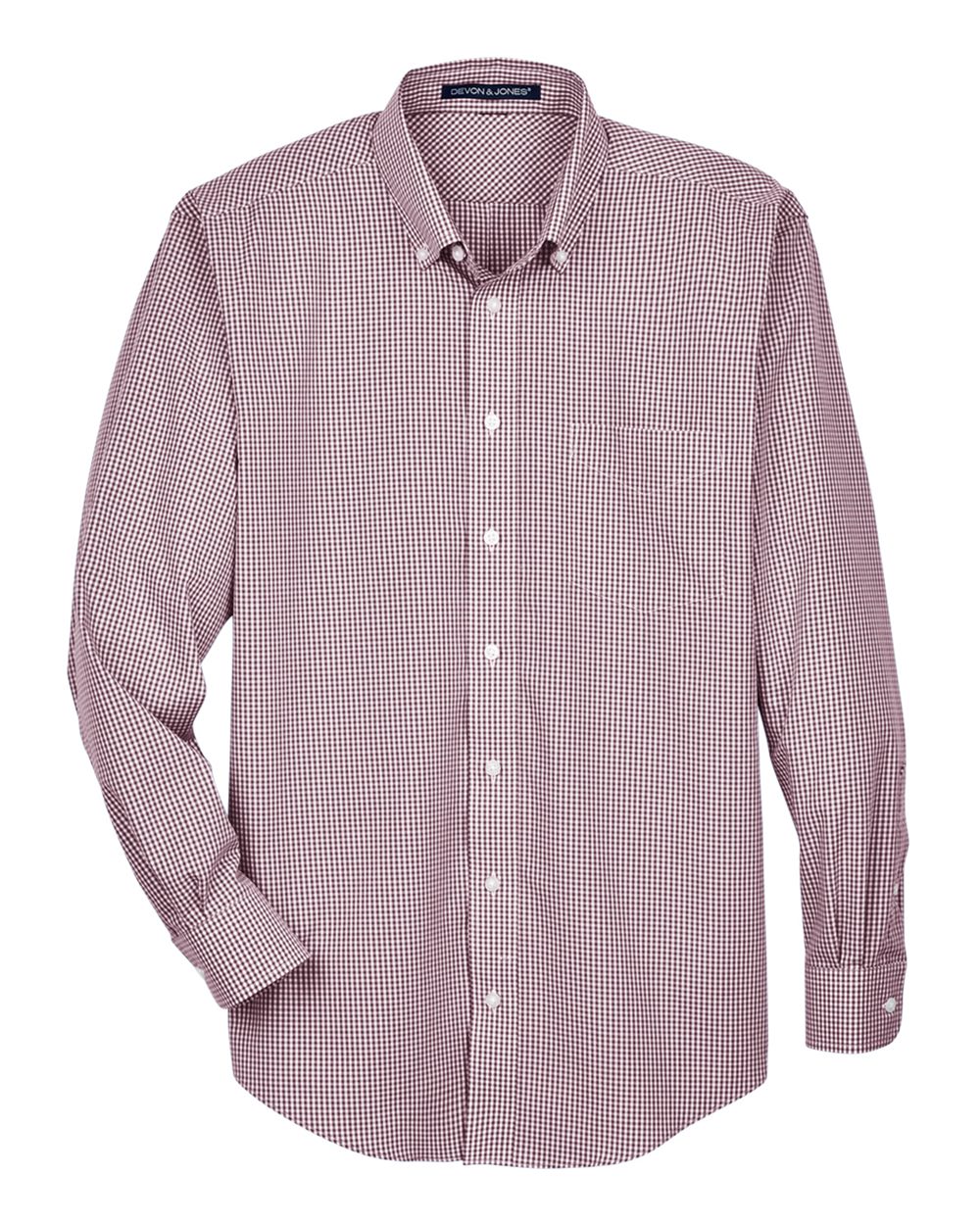 Men's Crown Collection® Gingham Check Woven Dress Shirt - Front - B604B2323 - Burgundy