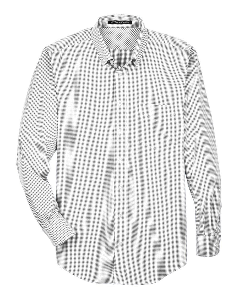 Men's Crown Collection® Gingham Check Woven Dress Shirt - Front - B604B2353 - Silver