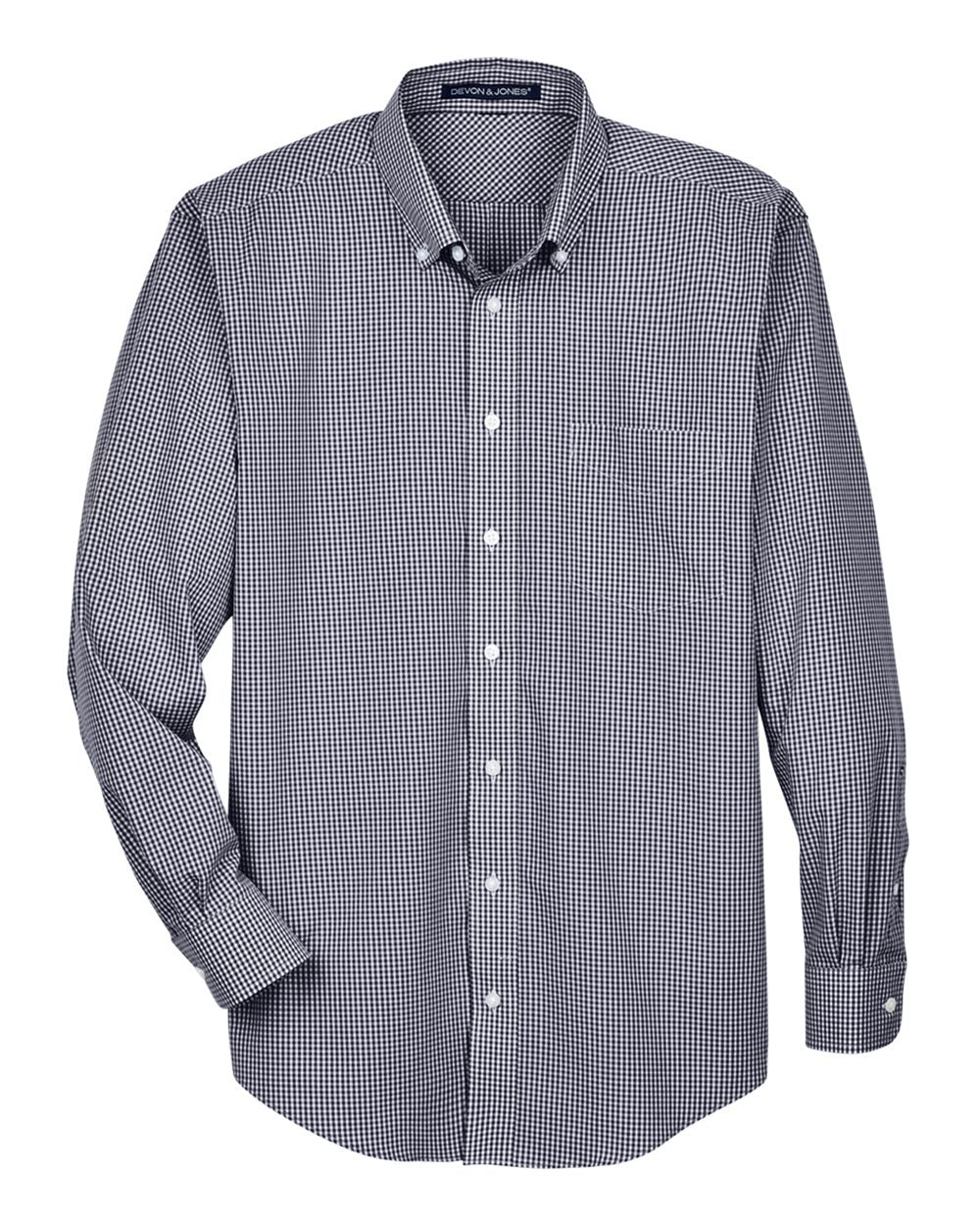 Men's Crown Collection® Gingham Check Woven Dress Shirt - Front - B604B2653 - Navy