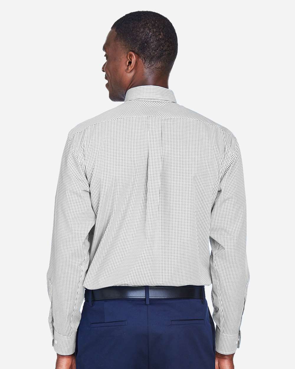 Men's Crown Collection® Gingham Check Woven Dress Shirt - OnModelBack - B604B2353 - Silver