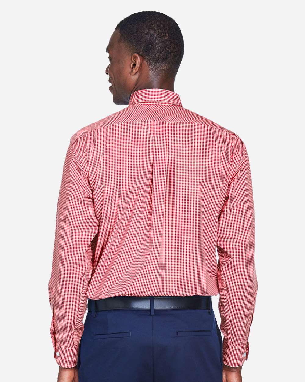 Men's Crown Collection® Gingham Check Woven Dress Shirt - OnModelBack - B604B2703 - Red
