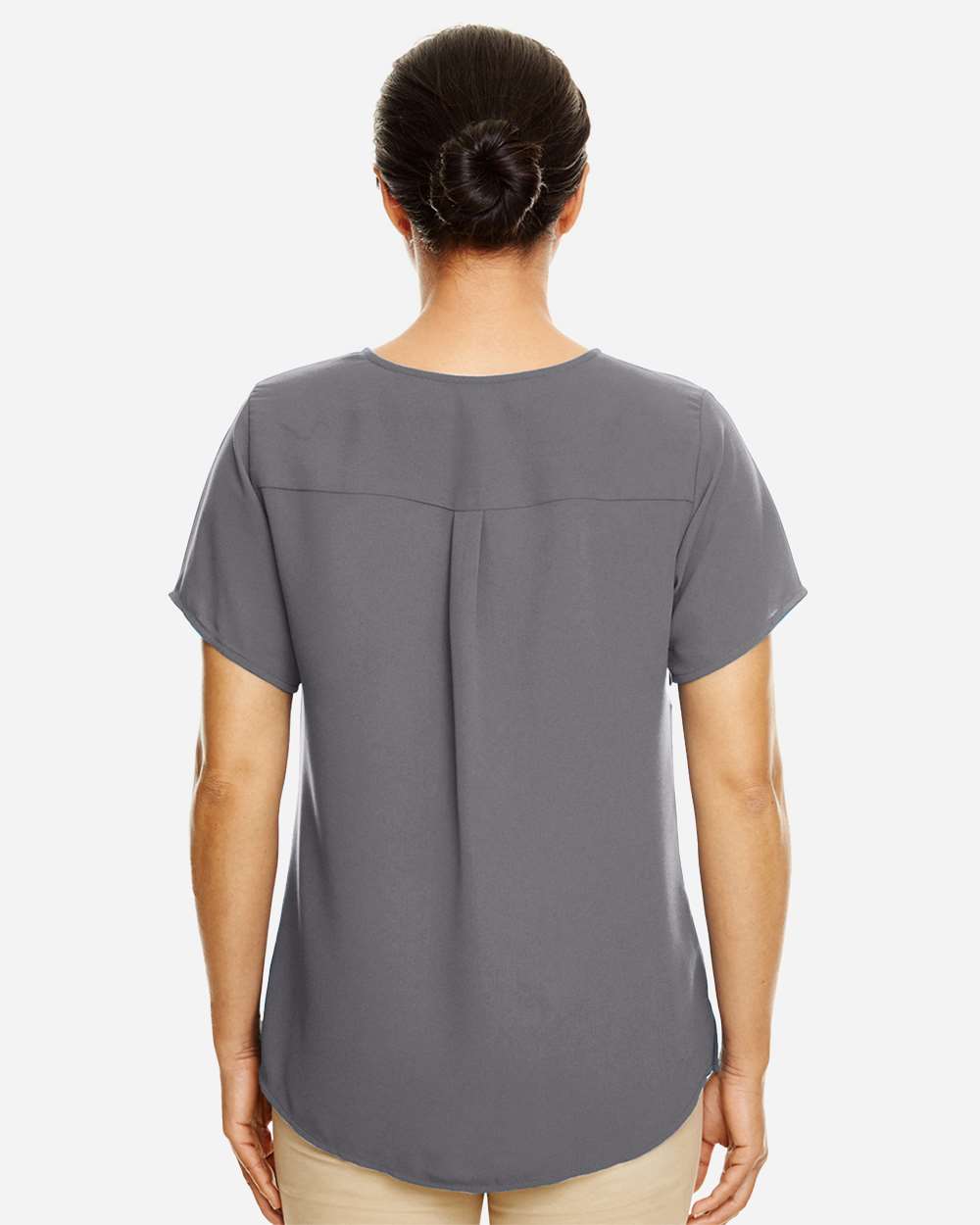 Women's Perfect Fit™ Crepe Blouse - OnModelBack - B730B2132 - Graphite