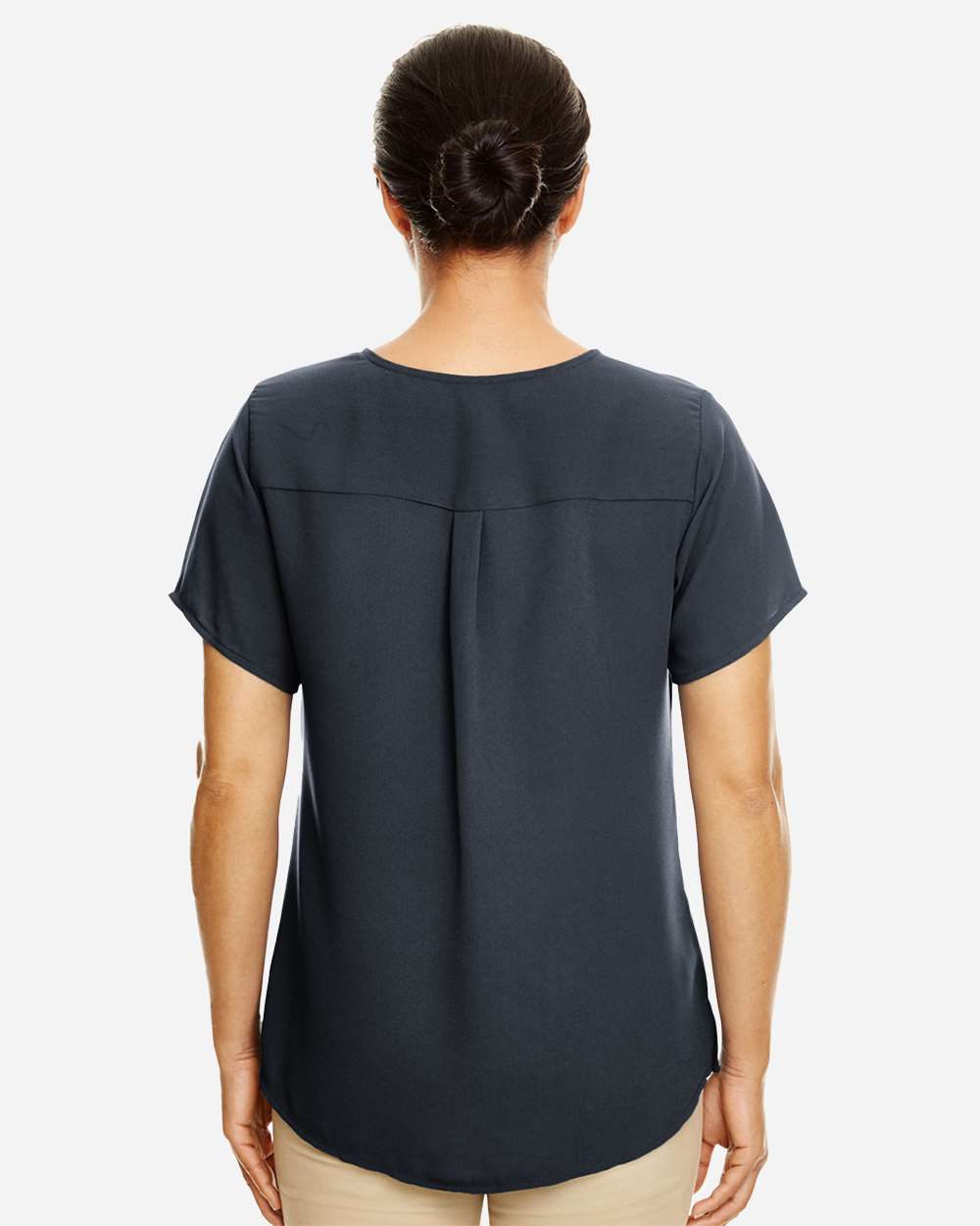 Women's Perfect Fit™ Crepe Blouse - OnModelBack - B730B2502 - Black