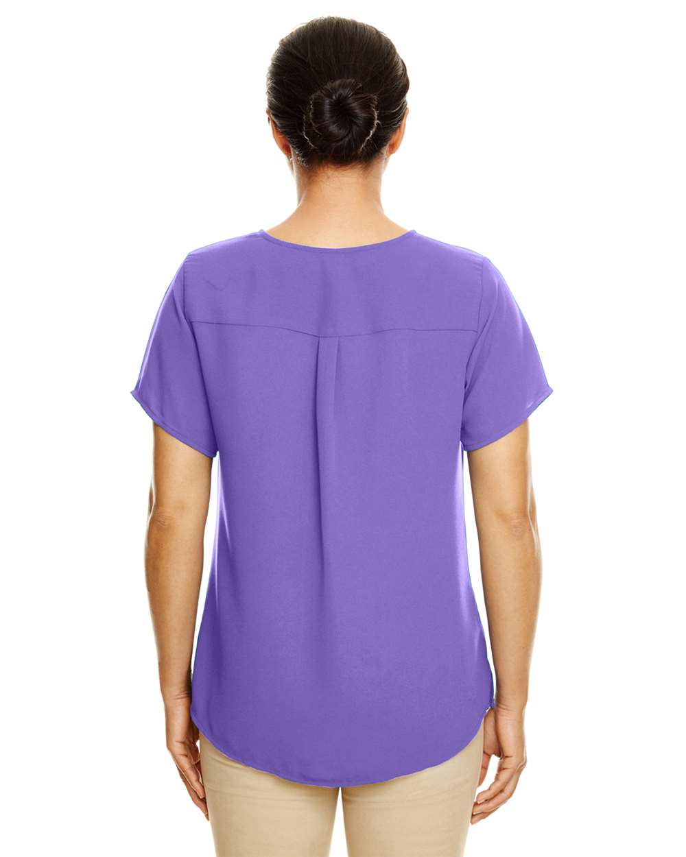 Women's Perfect Fit™ Crepe Blouse - OnModelBack - B730B2672 - Grape