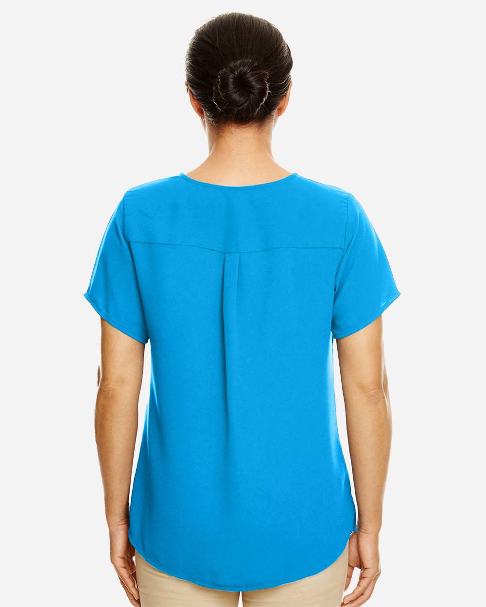 Women's Perfect Fit™ Crepe Blouse - OnModelBack - B730B2682 - Ocean Blue