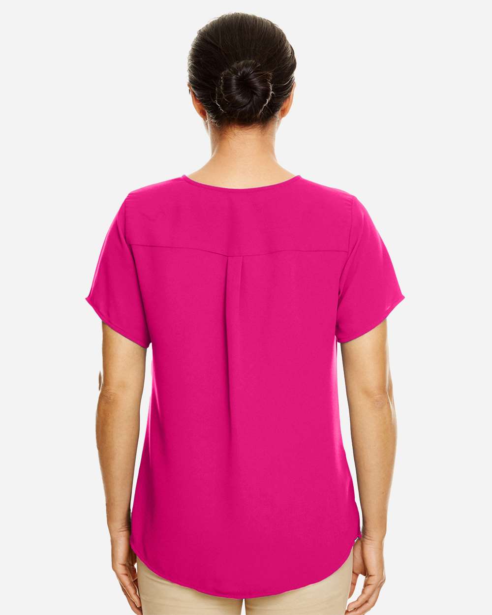 Women's Perfect Fit™ Crepe Blouse - OnModelBack - B730B2692 - Crown Raspberry