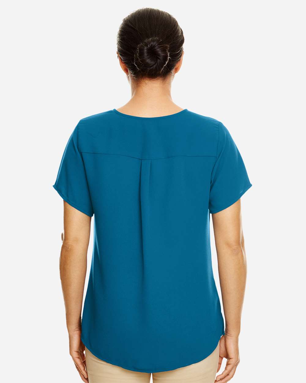 Women's Perfect Fit™ Crepe Blouse - OnModelBack - B730B2782 - Dark Teal