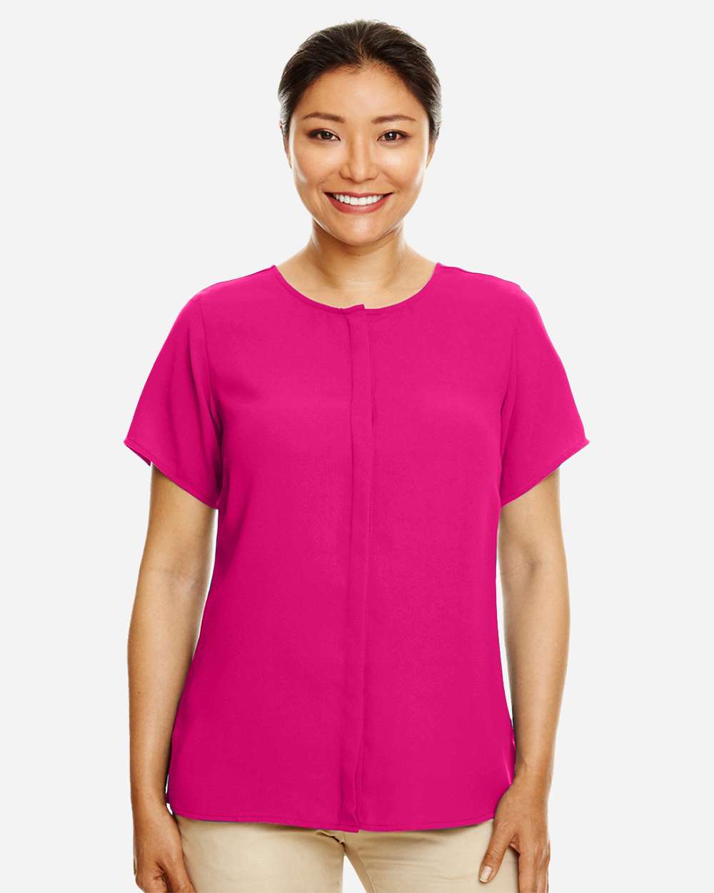 Women's Perfect Fit™ Crepe Blouse - OnModelFront - B730B2692 - Crown Raspberry
