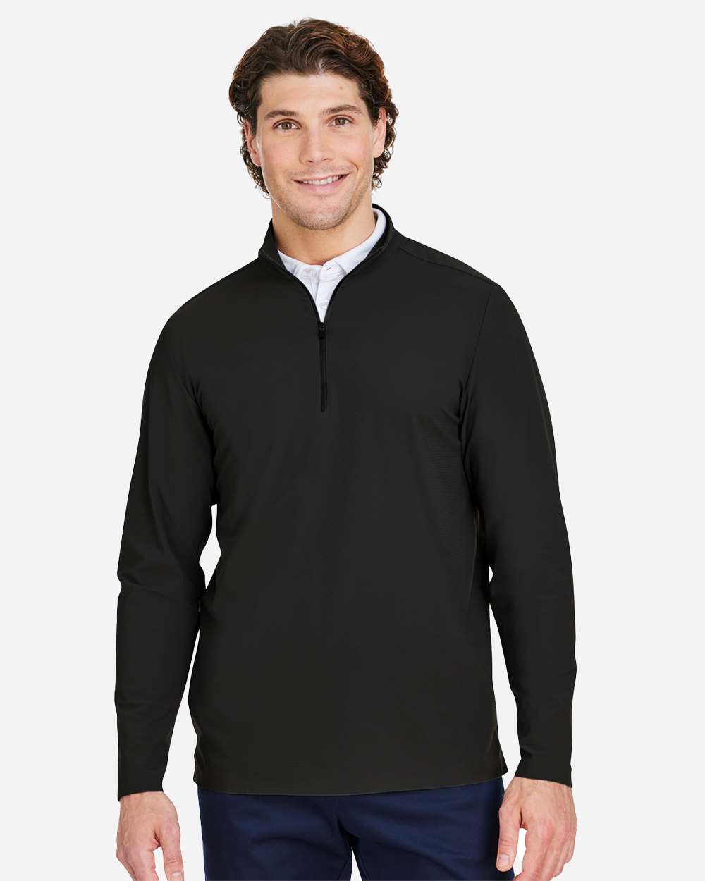 Men's CrownLux Performance® Windsor Welded Quarter-Zip Pullover - OnModelFront - B650B2503 - Black