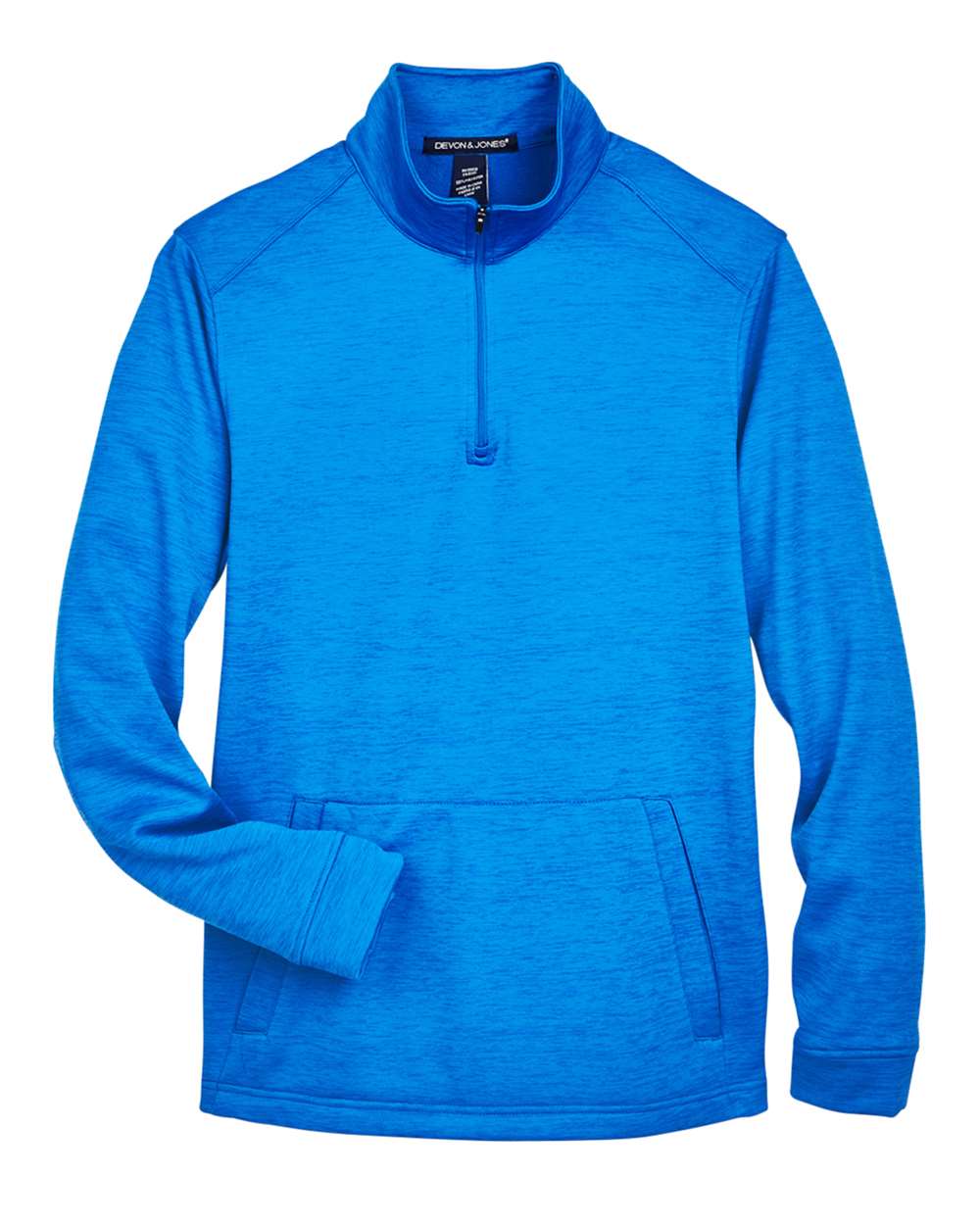 Men's Newbury Mélange Fleece Quarter-Zip Pullover - Front - B714B2253 - French Blue Heather