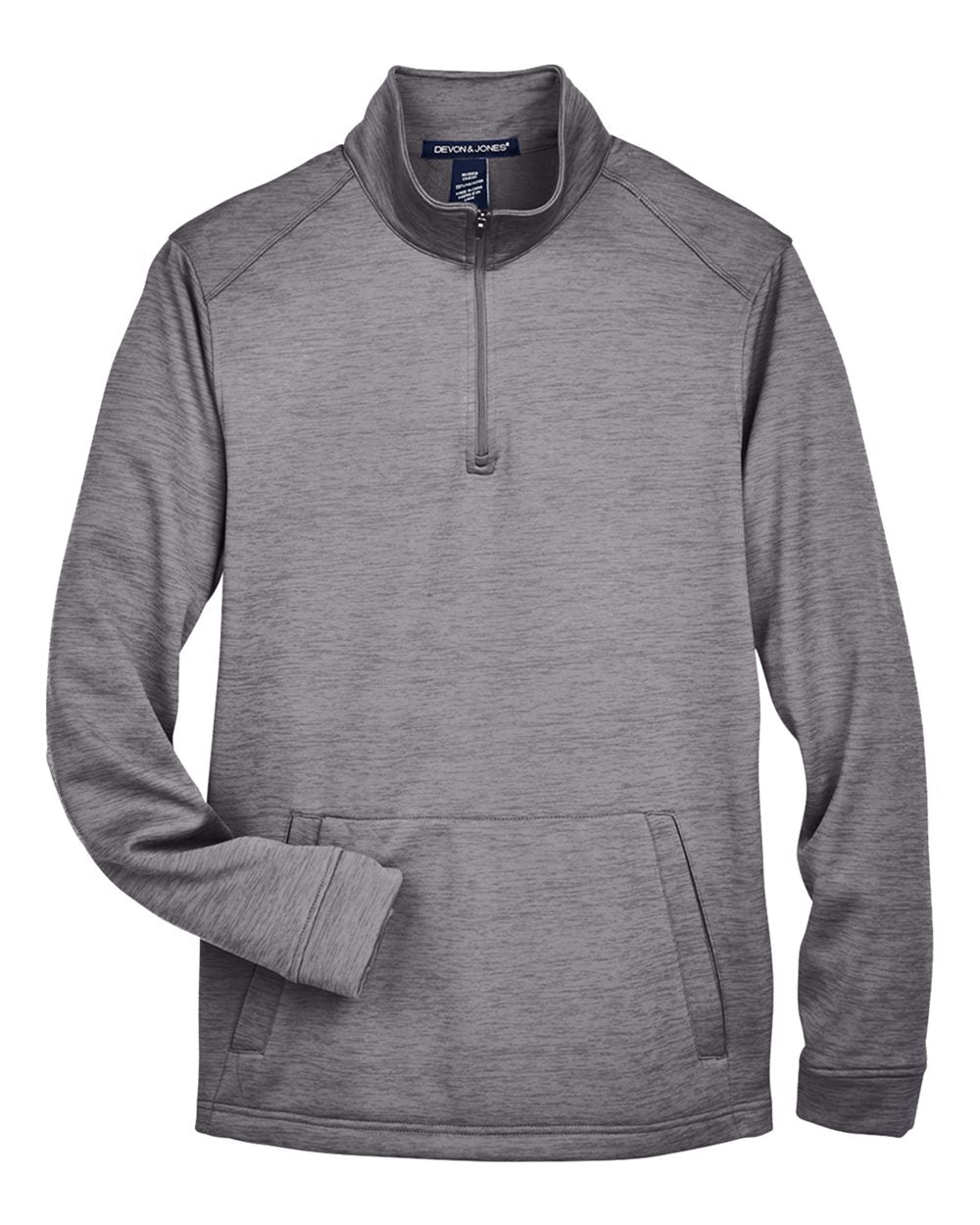 Men's Newbury Mélange Fleece Quarter-Zip Pullover - Front - B714B2353 - Dark Grey Heather