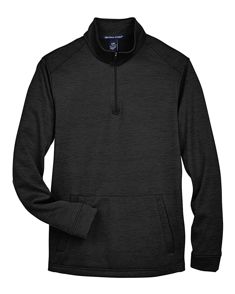 Men's Newbury Mélange Fleece Quarter-Zip Pullover - Front - B714B2503 - Black Heather