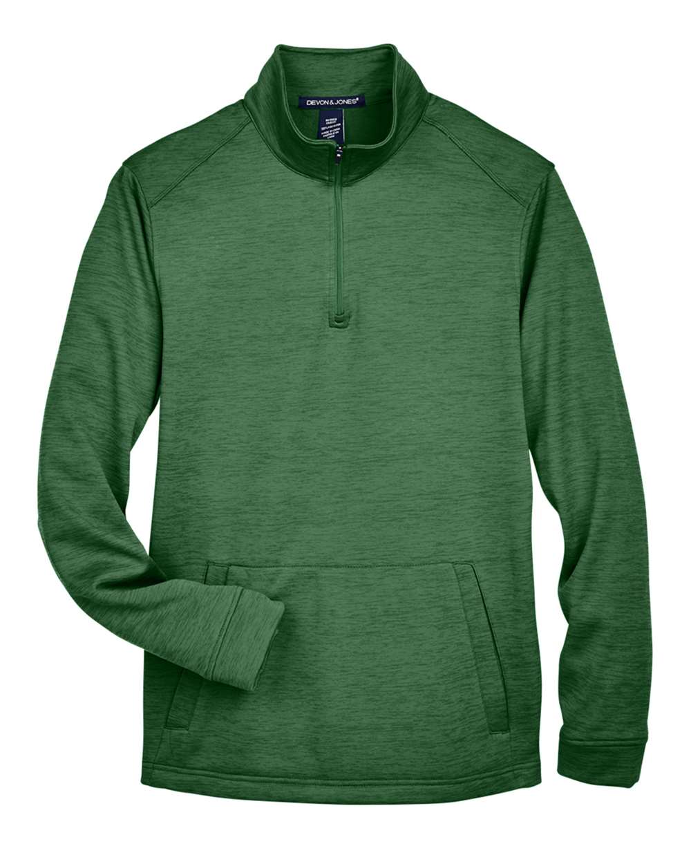 Men's Newbury Mélange Fleece Quarter-Zip Pullover - Front - B714B2543 - Forest Heather