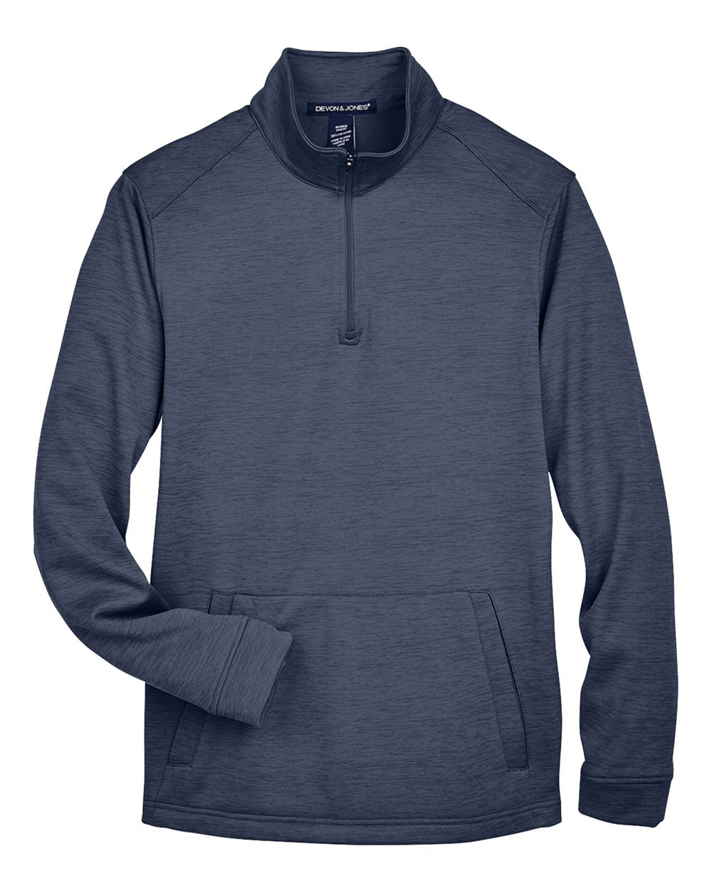 Men's Newbury Mélange Fleece Quarter-Zip Pullover - Front - B714B2653 - Navy Heather