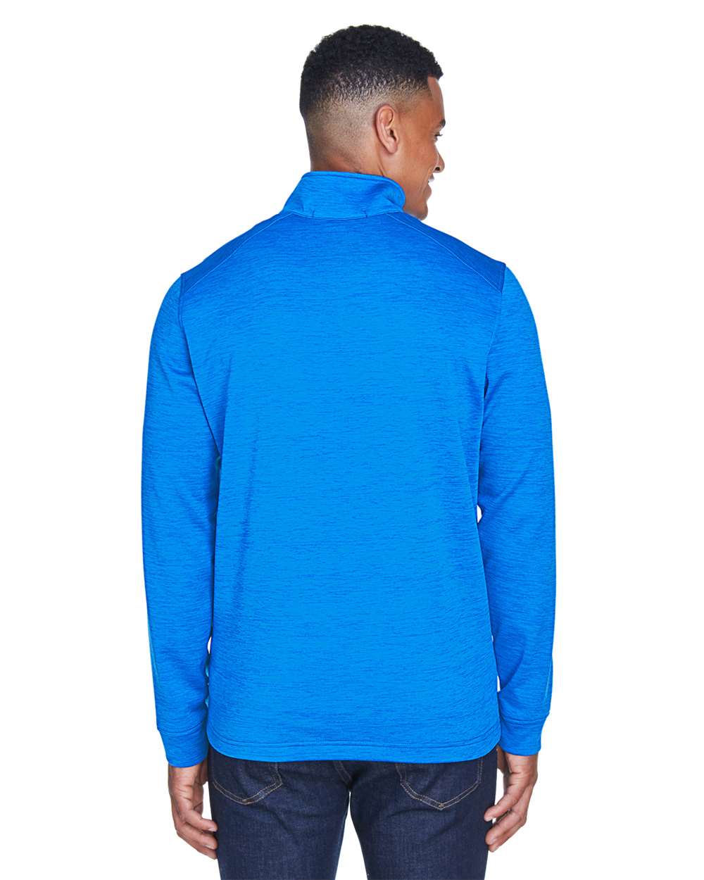 Men's Newbury Mélange Fleece Quarter-Zip Pullover - OnModelBack - B714B2253 - French Blue Heather