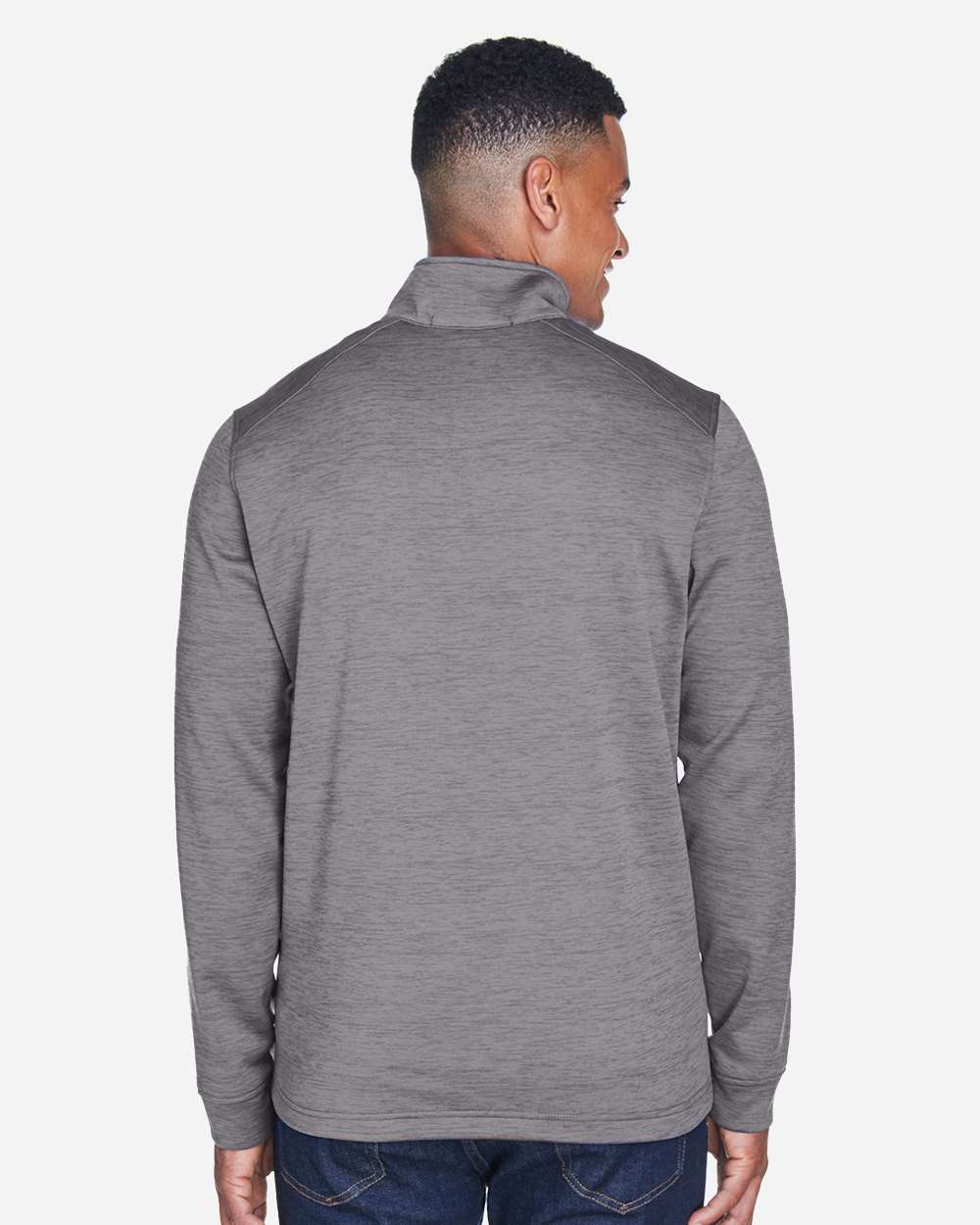 Men's Newbury Mélange Fleece Quarter-Zip Pullover - OnModelBack - B714B2353 - Dark Grey Heather
