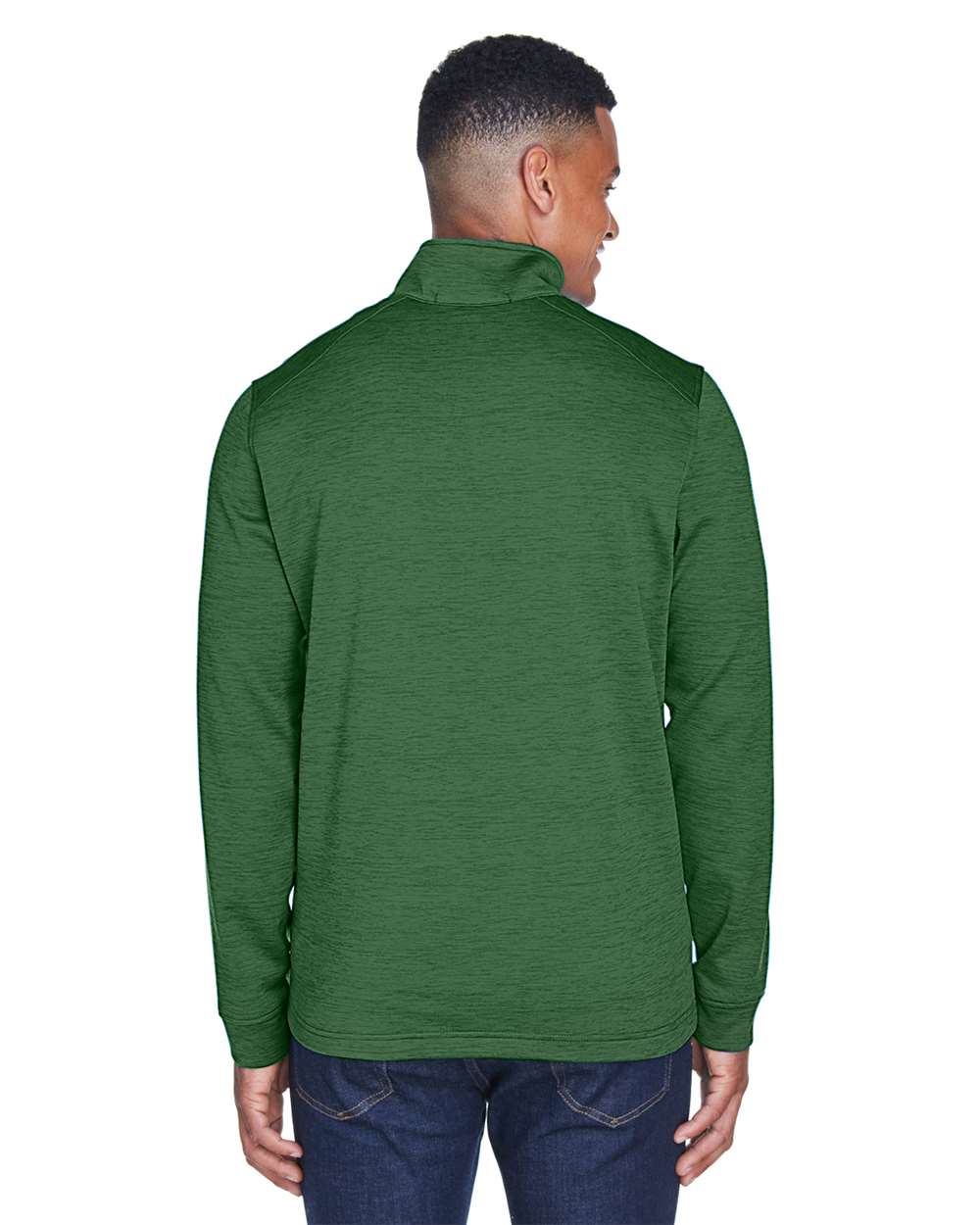 Men's Newbury Mélange Fleece Quarter-Zip Pullover - OnModelBack - B714B2543 - Forest Heather
