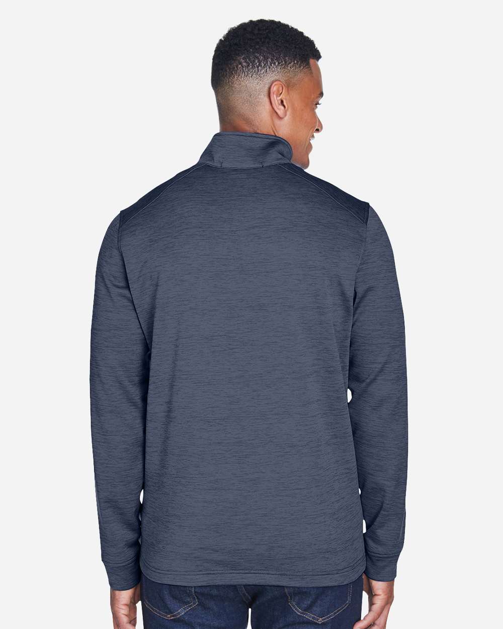 Men's Newbury Mélange Fleece Quarter-Zip Pullover - OnModelBack - B714B2653 - Navy Heather