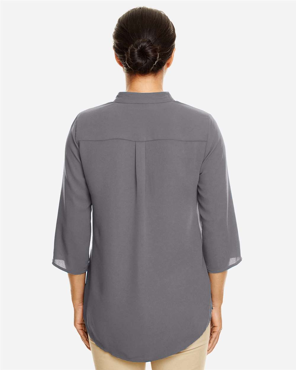 Women's Perfect Fit™ Three-Quarter Sleeve Crepe Tunic - OnModelBack - B729B2132 - Graphite