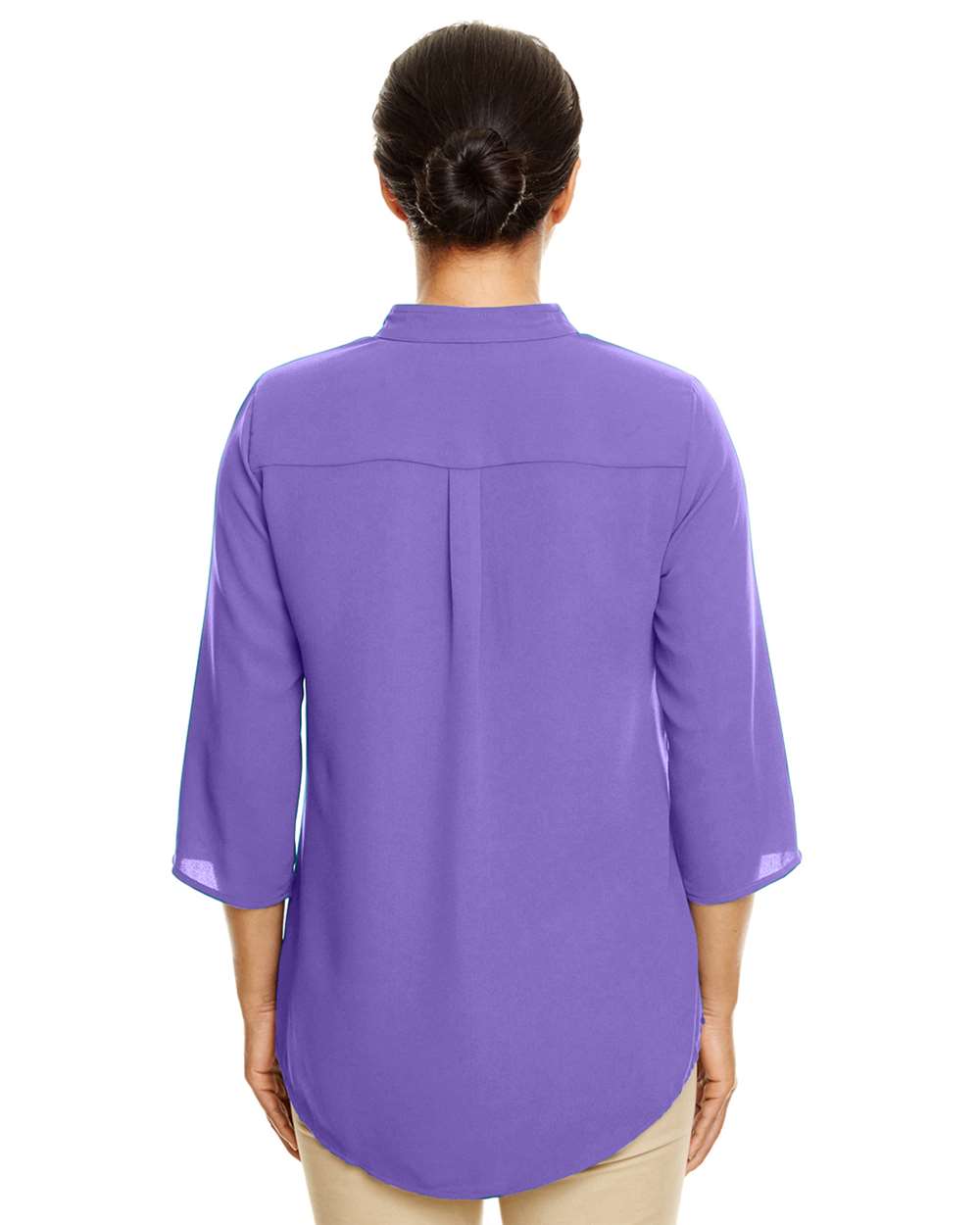 Women's Perfect Fit™ Three-Quarter Sleeve Crepe Tunic - OnModelBack - B729B2672 - Grape