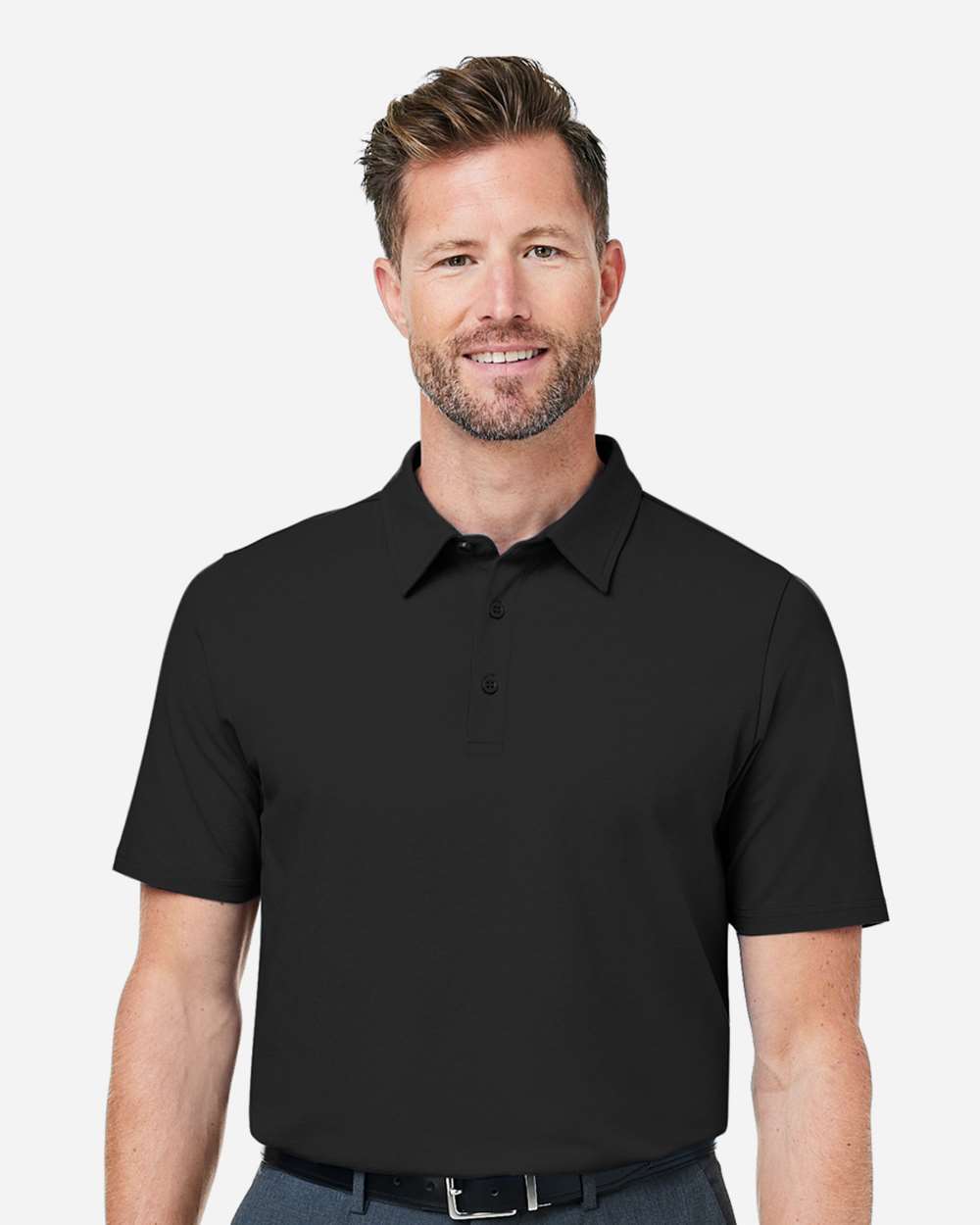 Men's Raleigh Stretch Polo - OnModelFront - B624B2503 - Black