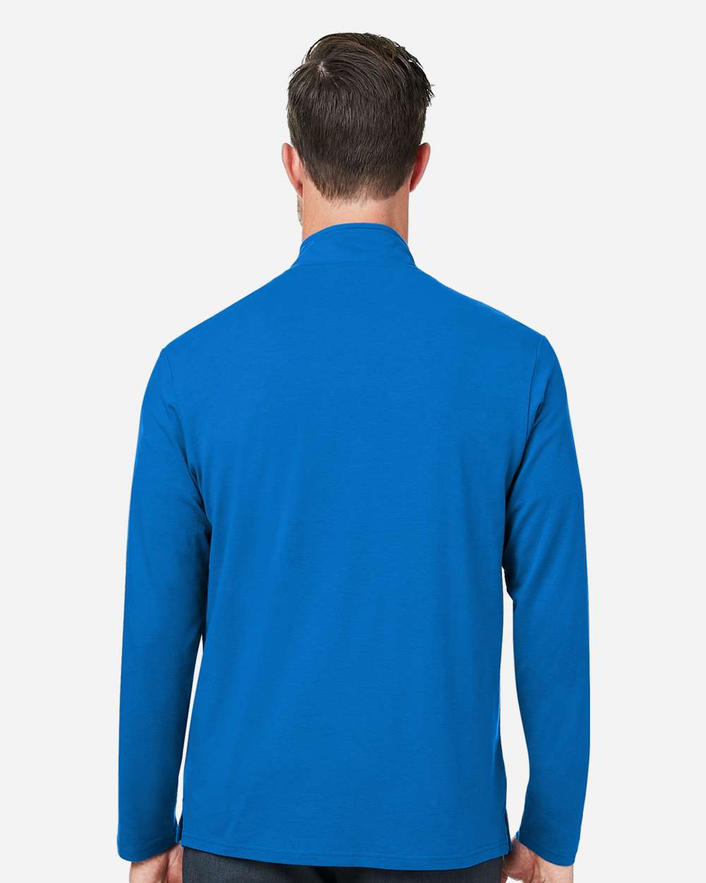 Men's Raleigh Stretch Quarter-Zip Pullover - OnModelBack - B654B2253 - French Blue