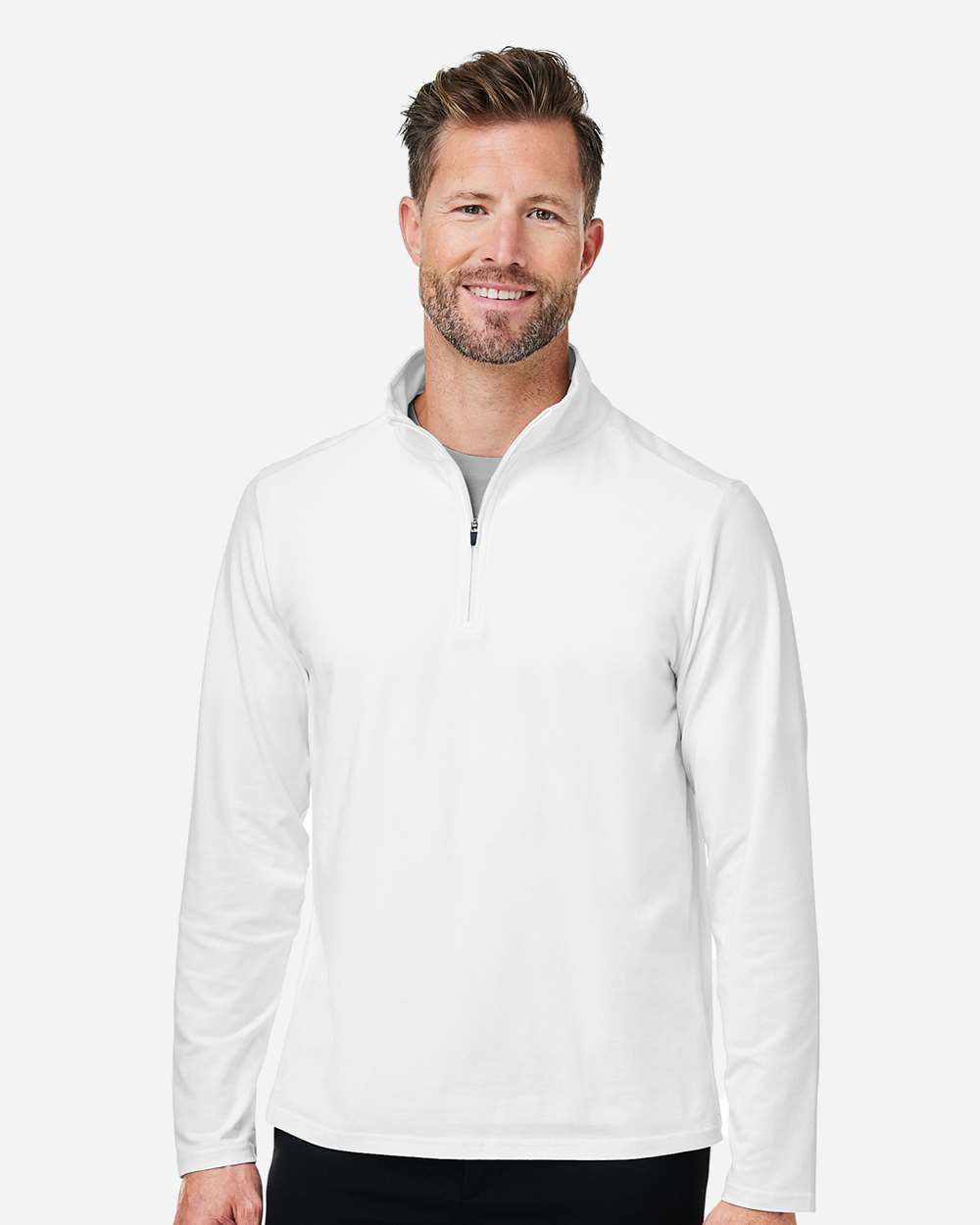 Men's Raleigh Stretch Quarter-Zip Pullover - OnModelFront - B654B2003 - White