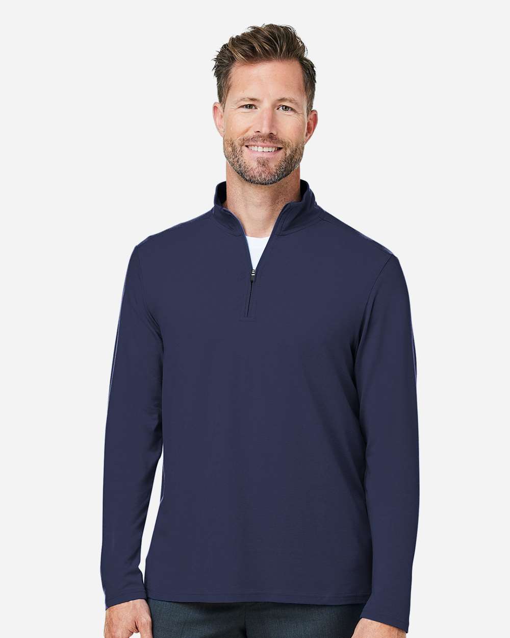 Men's Raleigh Stretch Quarter-Zip Pullover - OnModelFront - B654B2653 - Navy